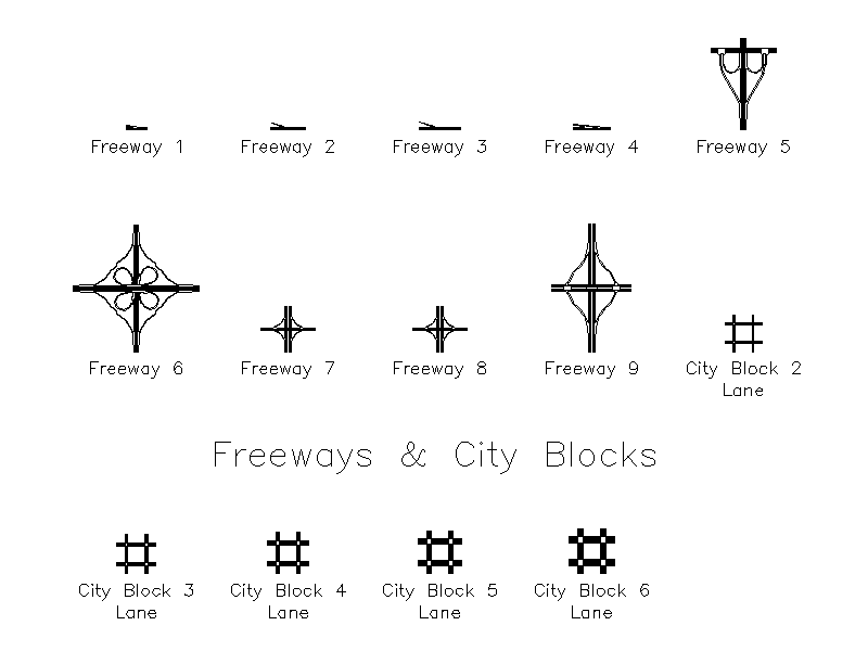 Freeways and City Blocks - Plan Library – free CAD block preview