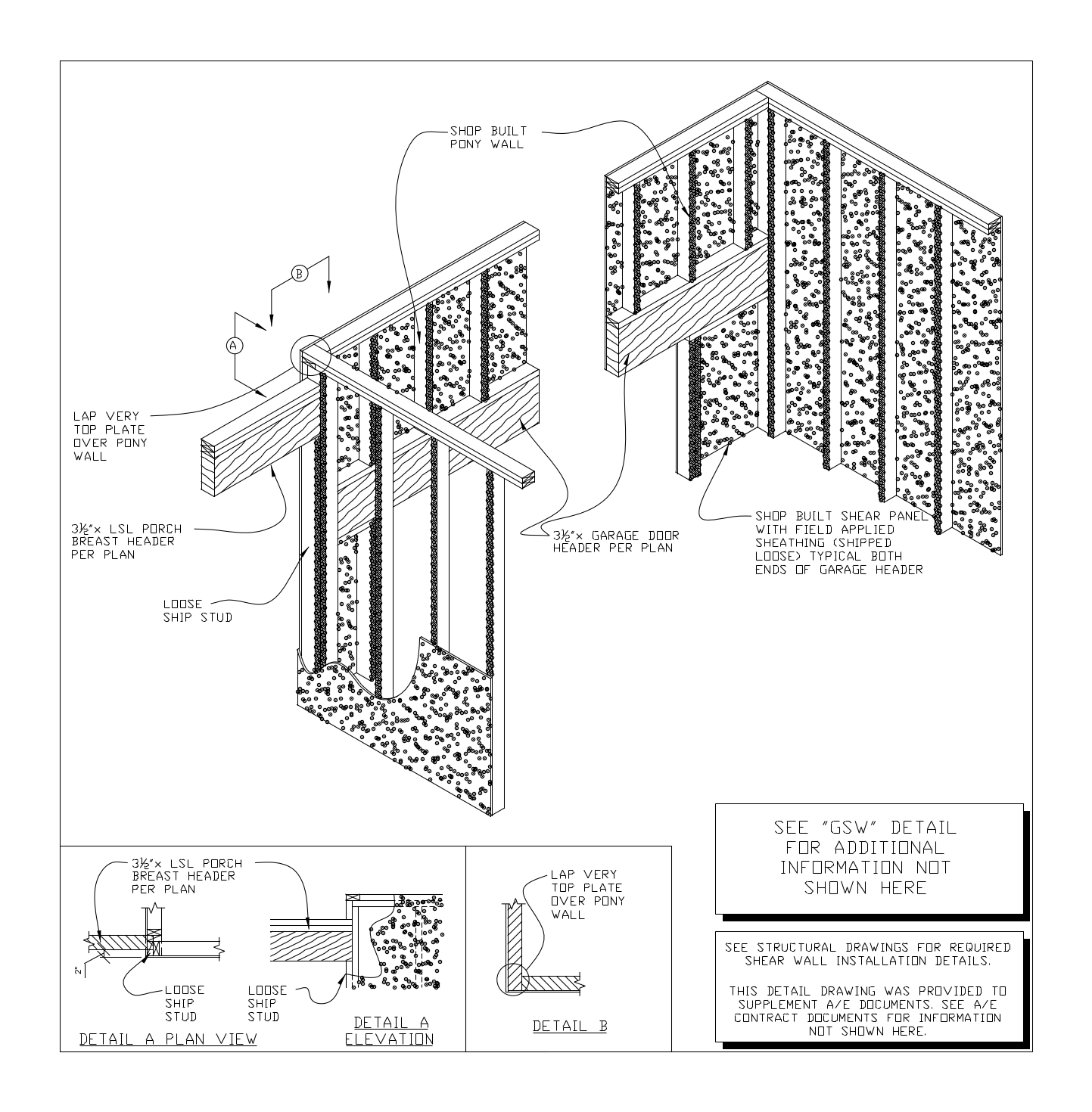 Garage Shear Wall Isometric Detail – free CAD block preview