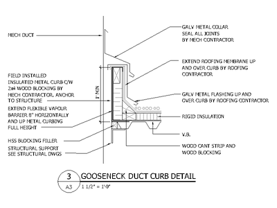 Gooseneck Duct Curb Detail CAD block preview