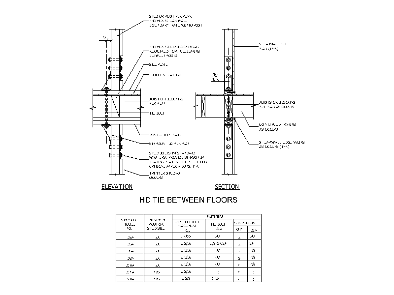 Holdown Tie Between Floors – free CAD block preview