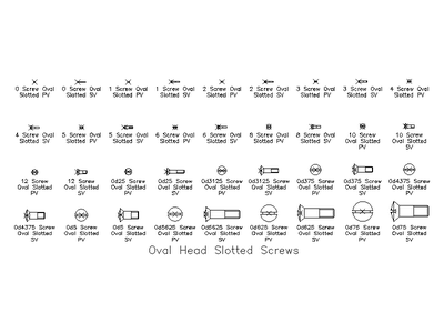 Imperial Oval Head Slotted Screws CAD block preview