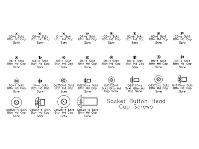 Imperial Socket Button Head Cap Screws CAD block preview
