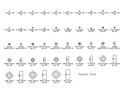 Imperial Square Nuts CAD block preview