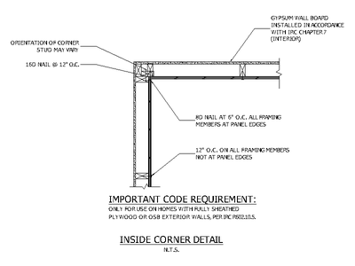 Inside Corner Wall Framing Detail CAD block preview