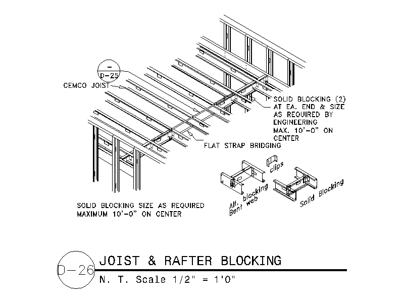 Joist and Rafter Blocking Detail – free CAD block preview