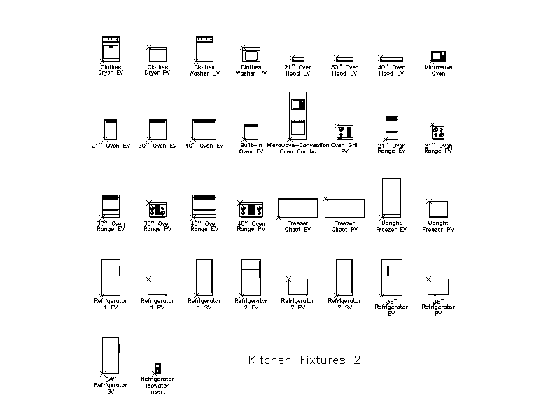 Kitchen Fixtures - Set 2 – free CAD block preview