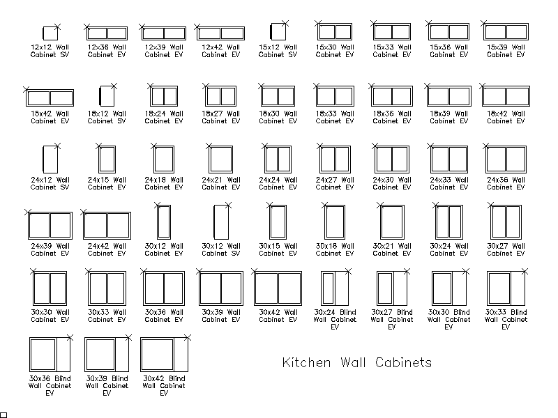 Kitchen Wall Cabinets – free CAD block preview