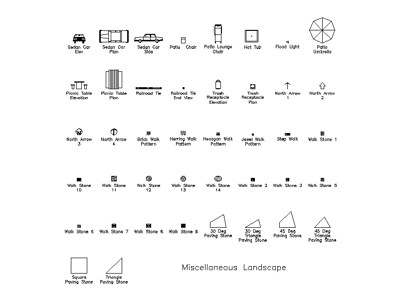Landscape and Site Plan Symbols – free CAD block preview