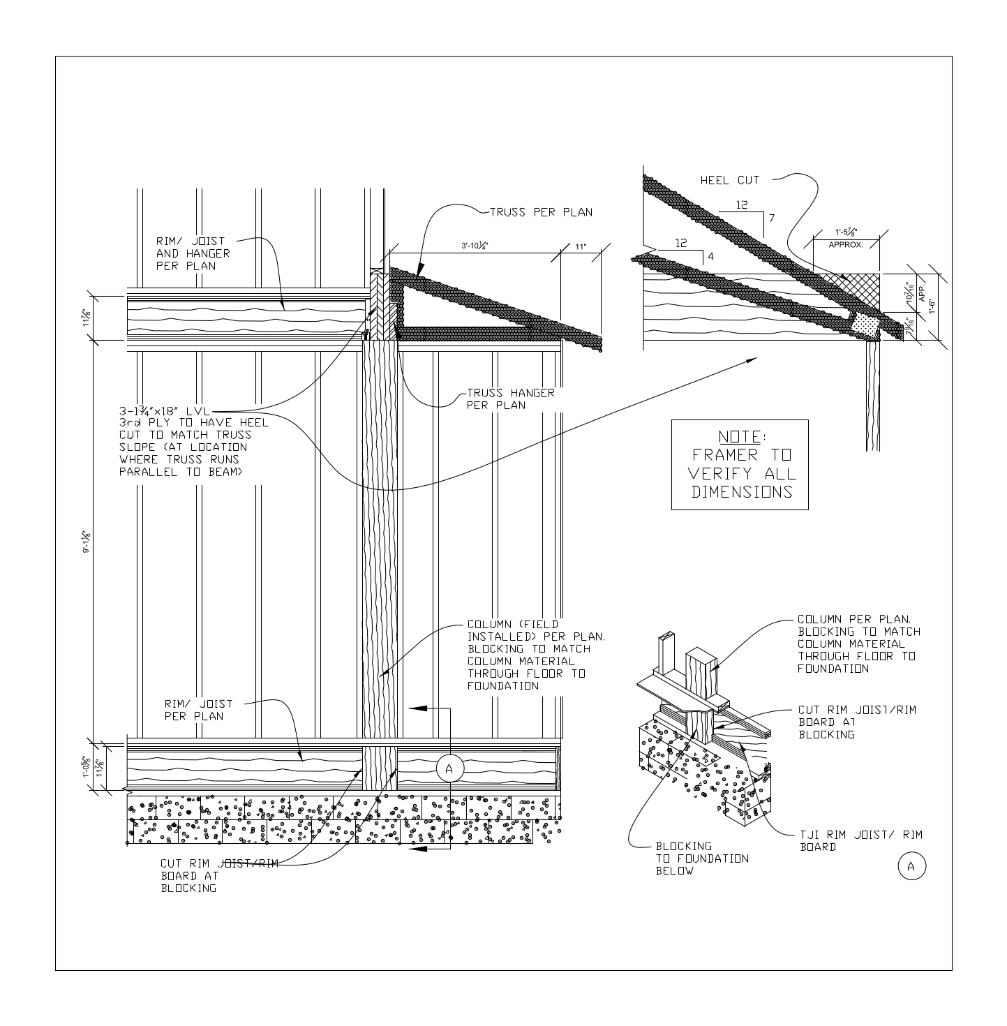 LVL Beam at Truss Heel Cut Detail – free CAD block preview