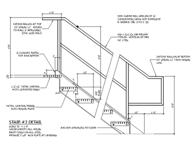 Metal Grating Stair Detail CAD block preview