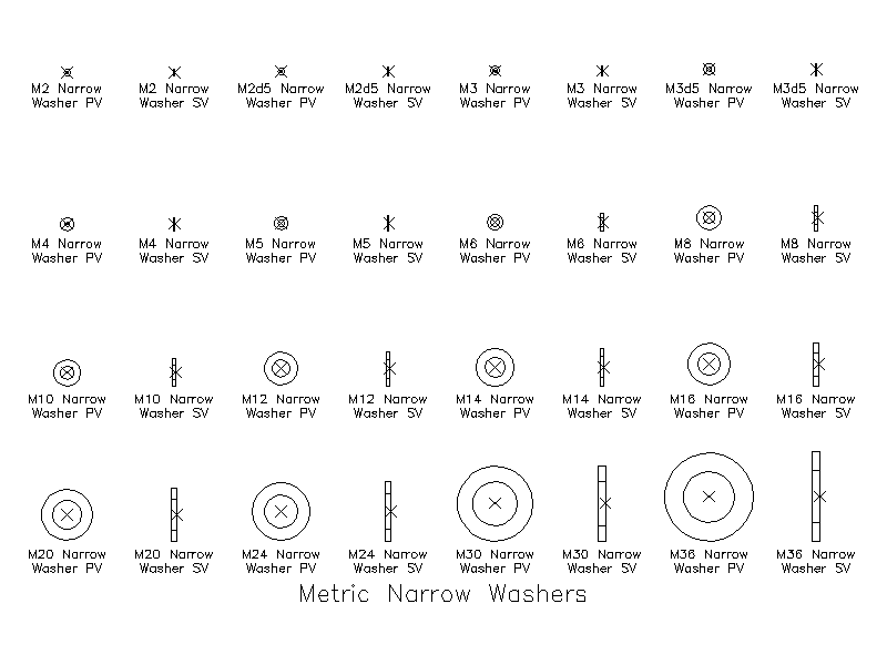 Metric Narrow Washers – free CAD block preview