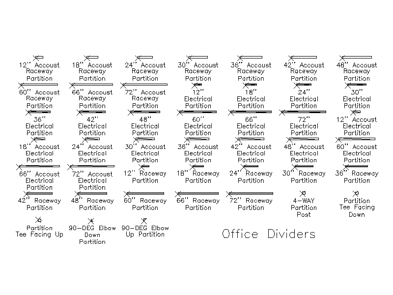 Office Divider Partitions - Plan – free CAD block preview