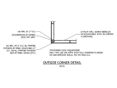 Outside Corner Wall Framing Detail CAD block preview