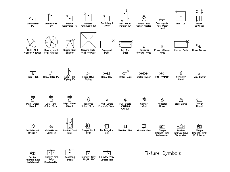 Plumbing Fixture Symbols – free CAD block preview