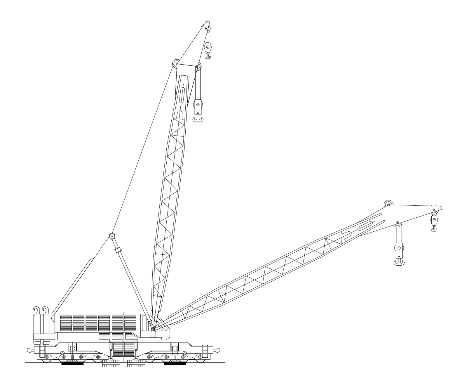 Rail-Mounted Lattice Boom Crane Elevation – free CAD block preview