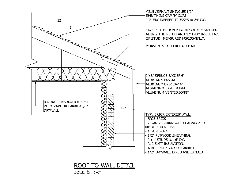 Roof to Wall Detail – free CAD block preview