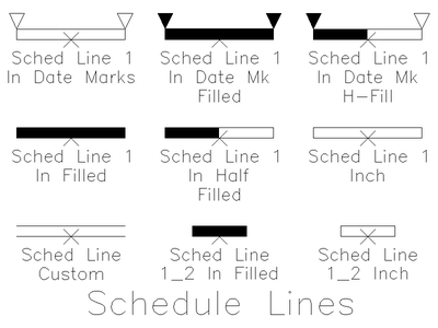 Schedule Bar Line Symbols CAD block preview