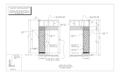 Shear Wall Detail for 8 ft Walls with No Porch Header CAD block preview