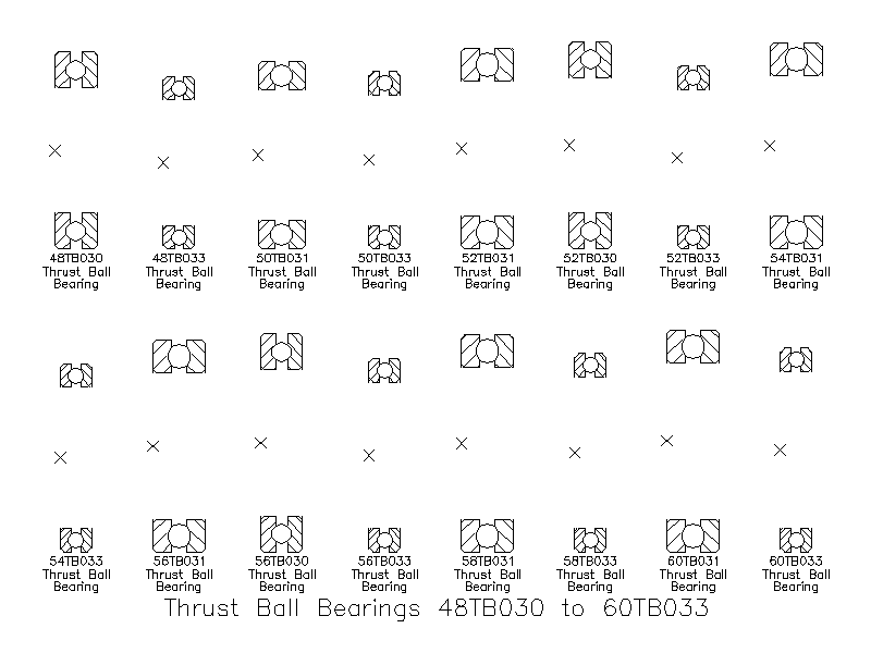 Thrust Ball Bearings 48TB030 to 60TB033 – free CAD block preview