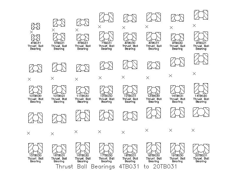 Thrust Ball Bearings 4TB031 to 20TB031 – free CAD block preview