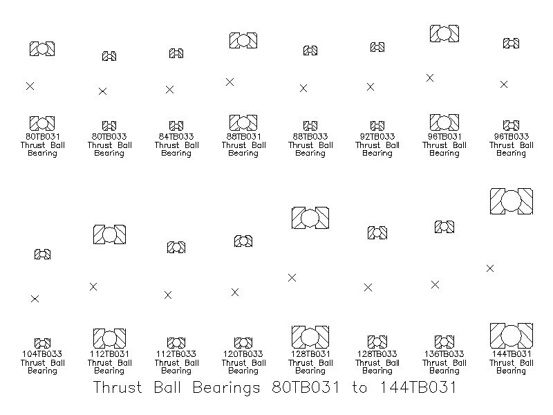 Thrust Ball Bearings 80TB031 to 144TB031 – free CAD block preview