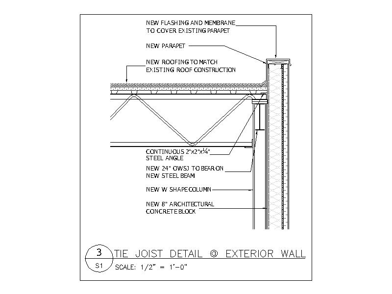 Tie Joist Detail at Exterior Column – free CAD block preview