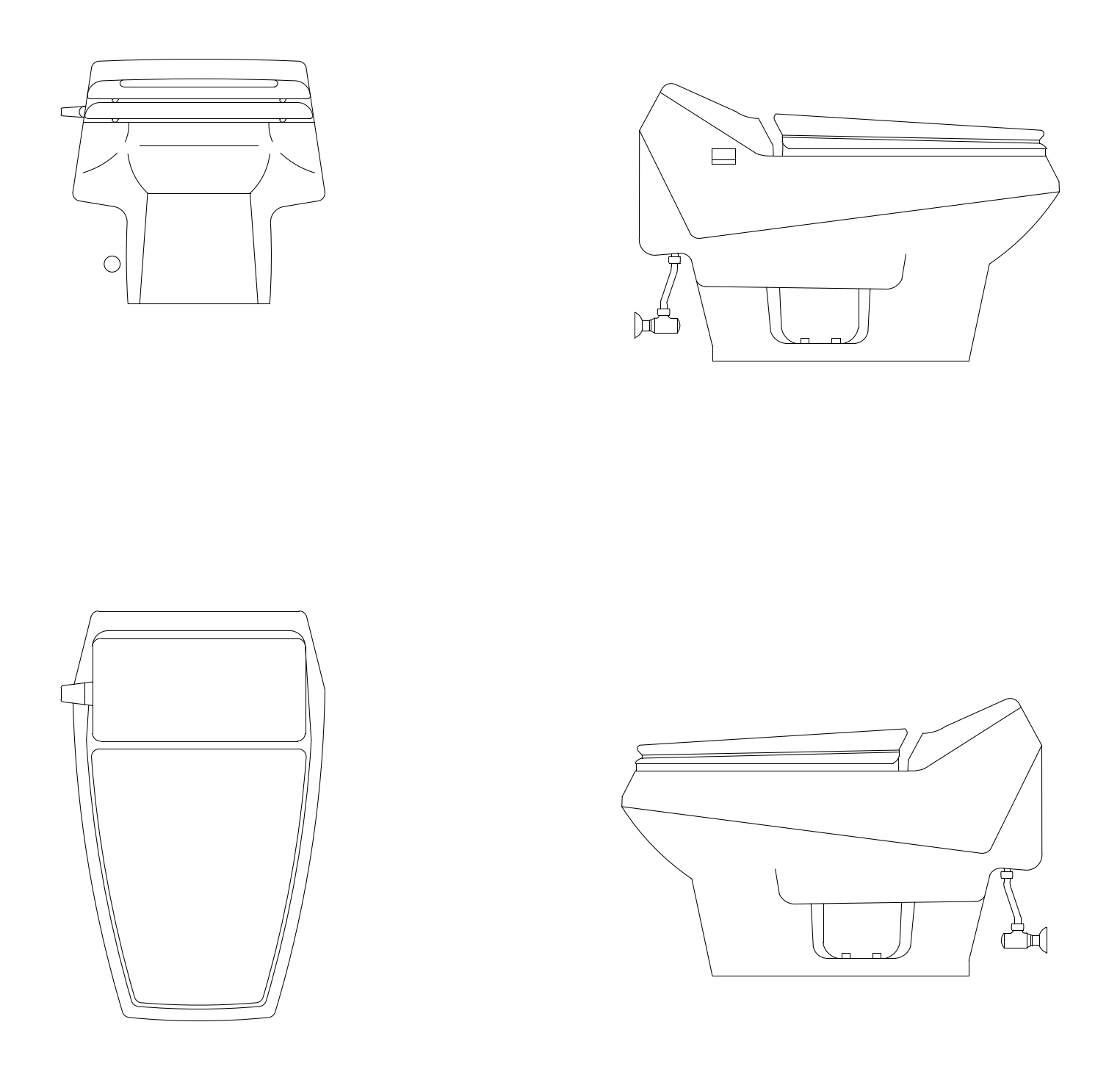 Toilet - Plan, Front and Side Elevations – free CAD block preview