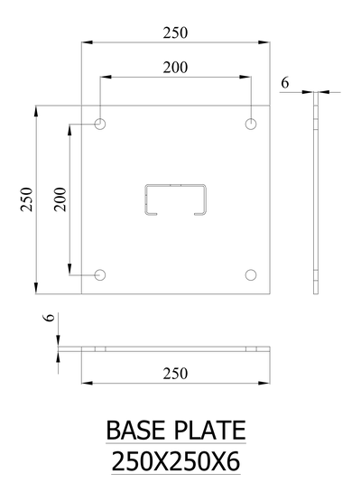 Base Plate 250x250x6 CAD block preview