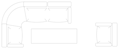 Corner Sofa Set with Armchair - Plan View CAD block preview