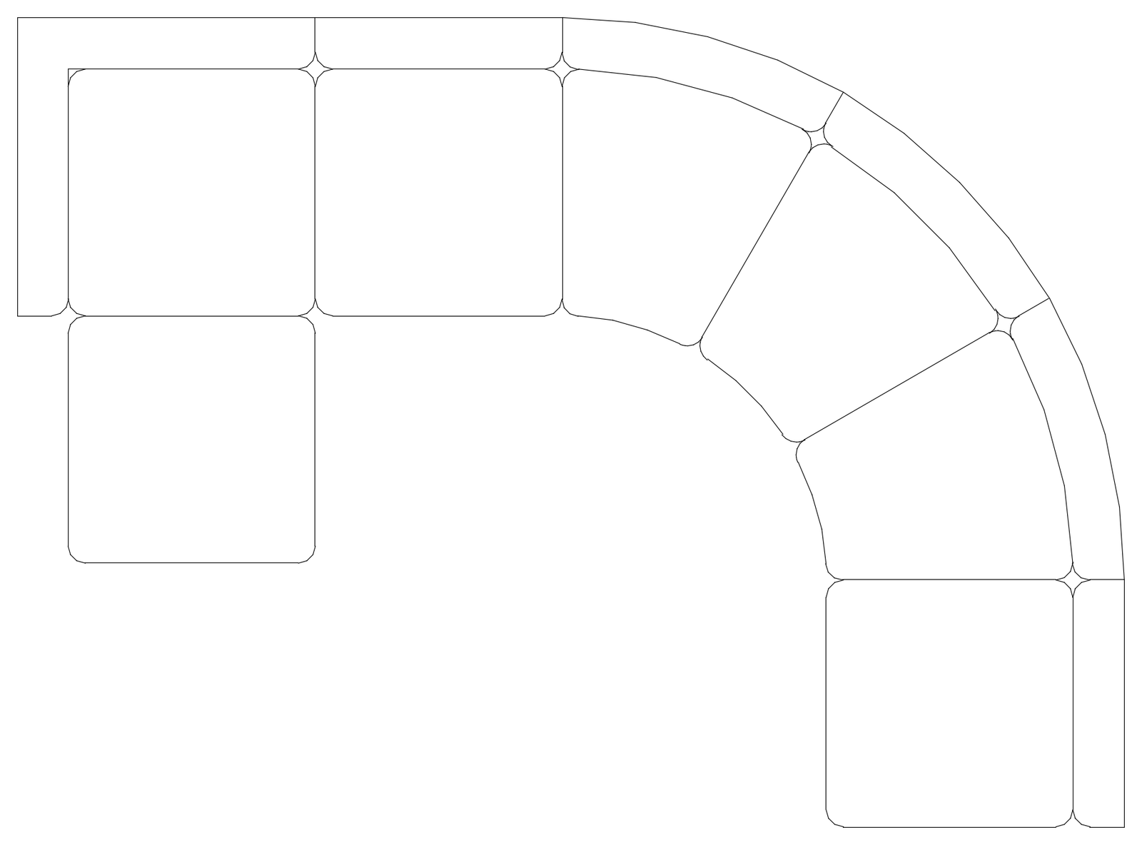 Curved 7 Seat Corner Sofa - Plan View – free CAD block preview