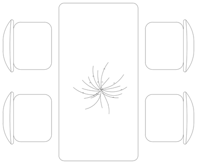 Dining Table for Four with Plant - Plan View CAD block preview