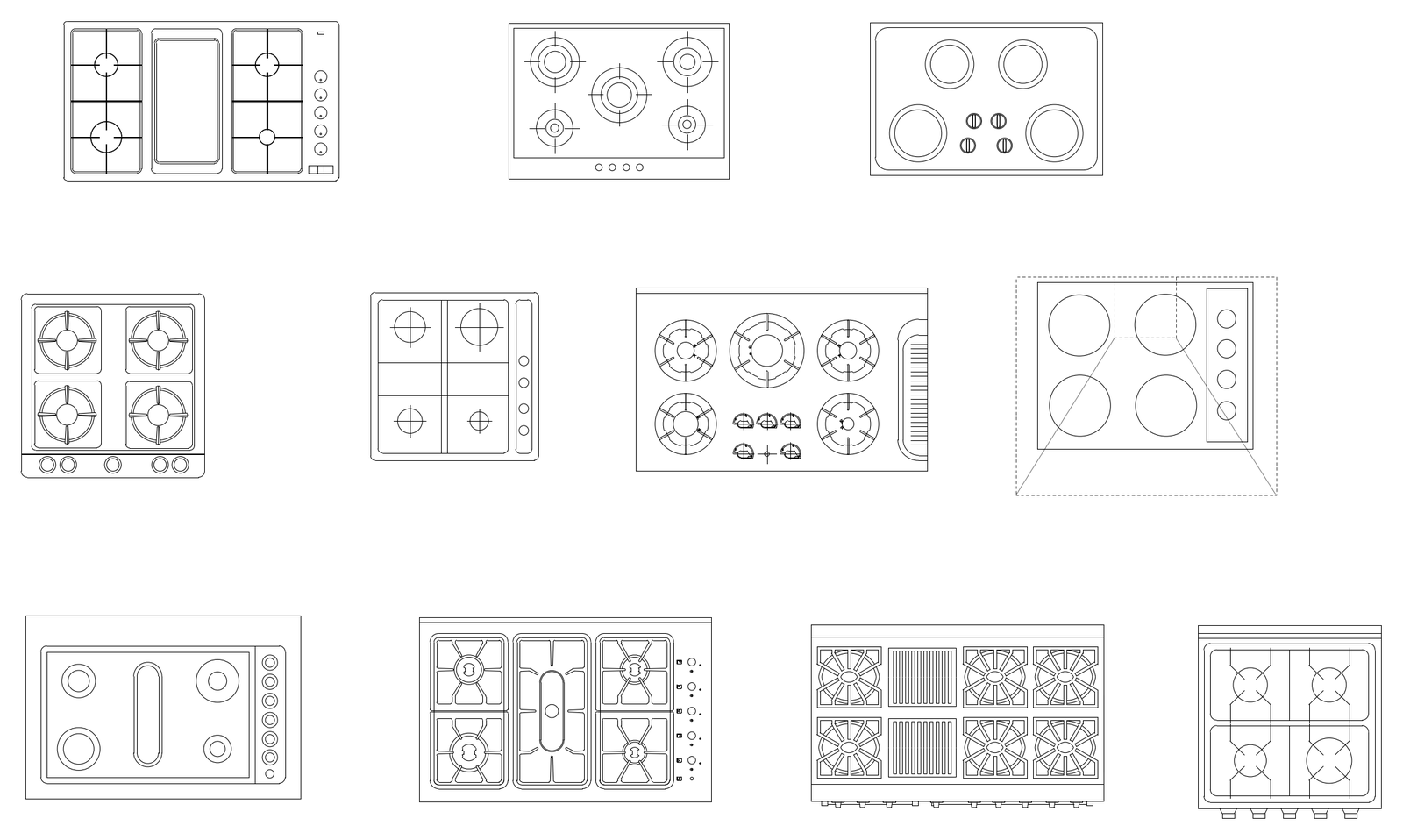 Kitchen Cooktops – free CAD block preview