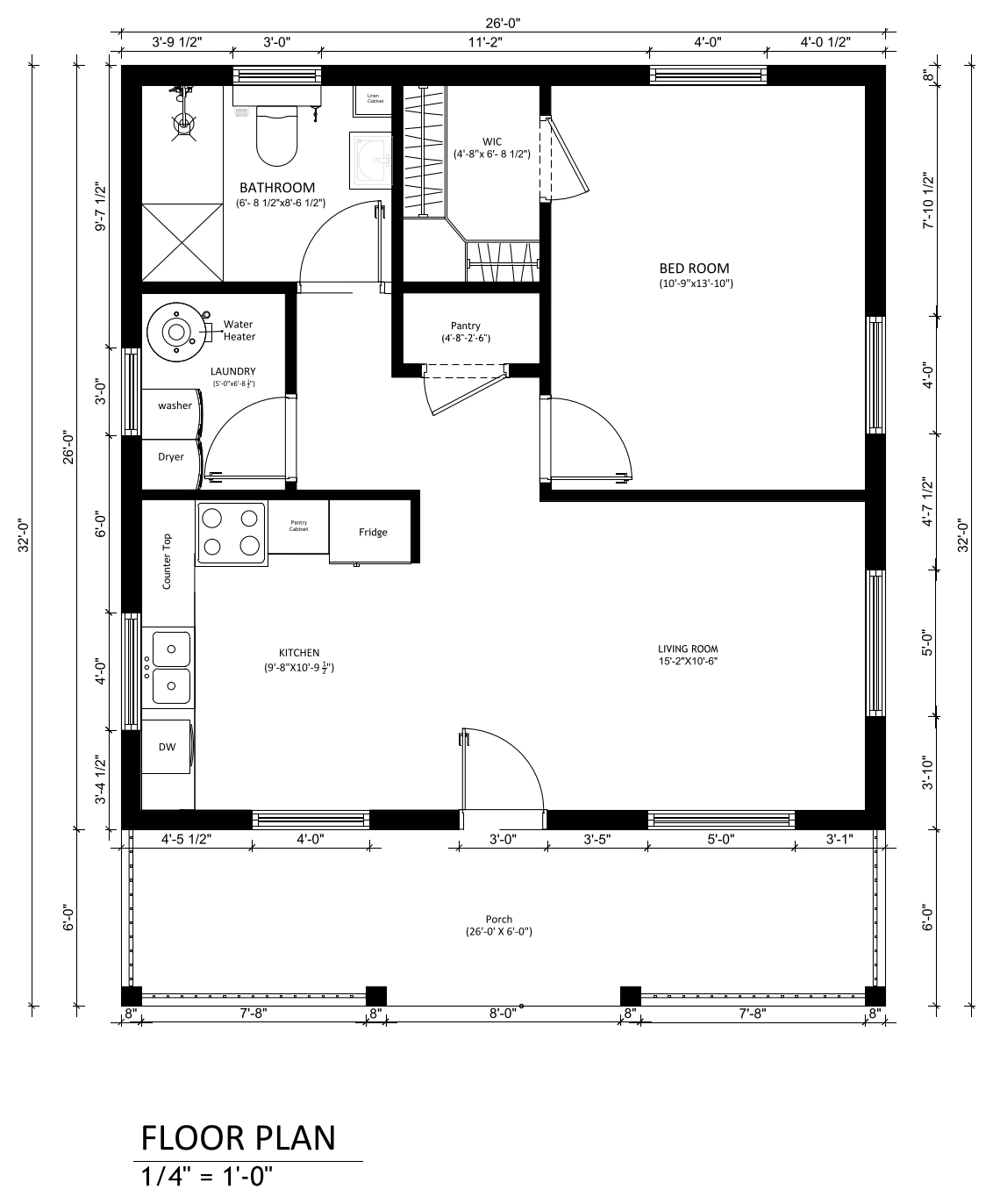 One Bedroom Floor Plan – free CAD block preview