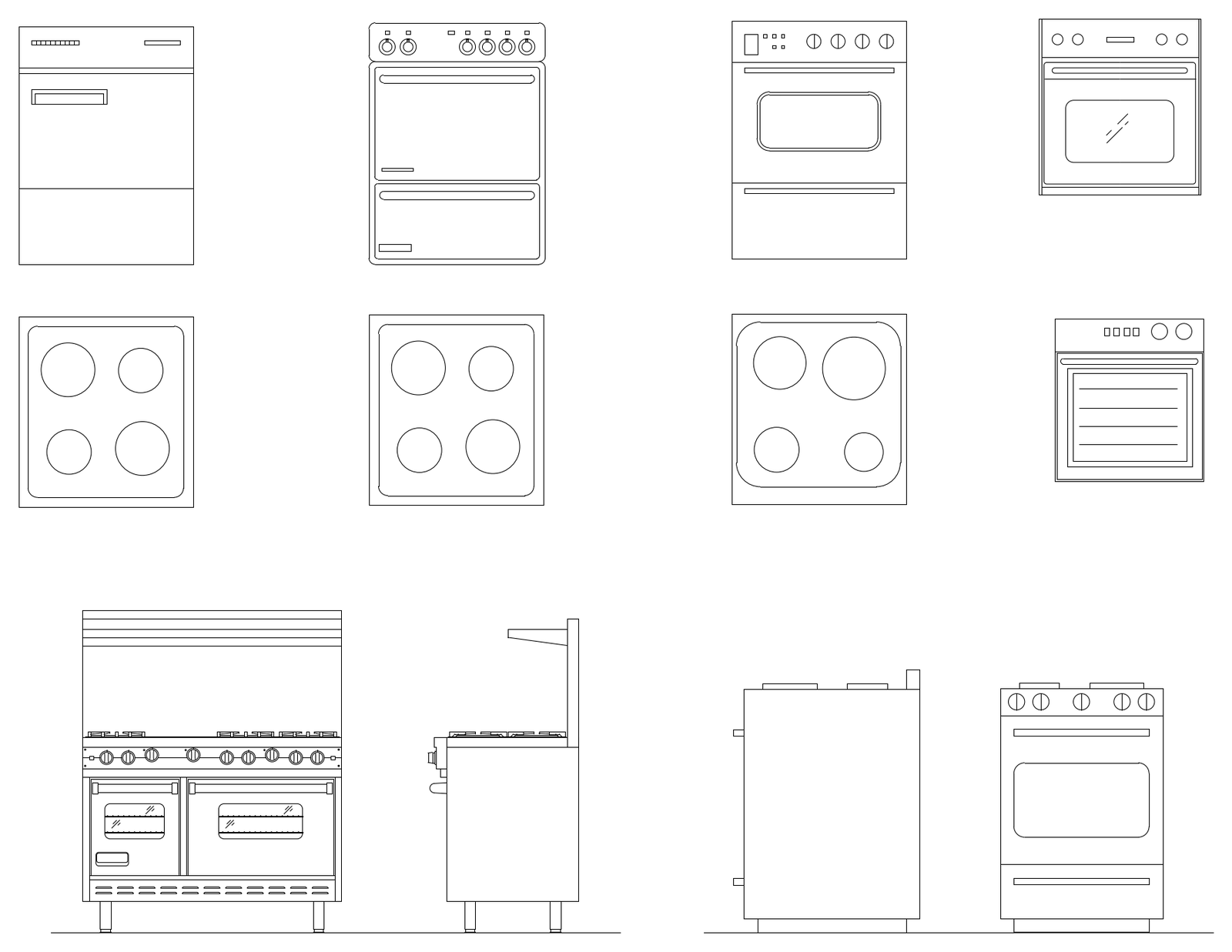 Ovens and Stoves – free CAD block preview