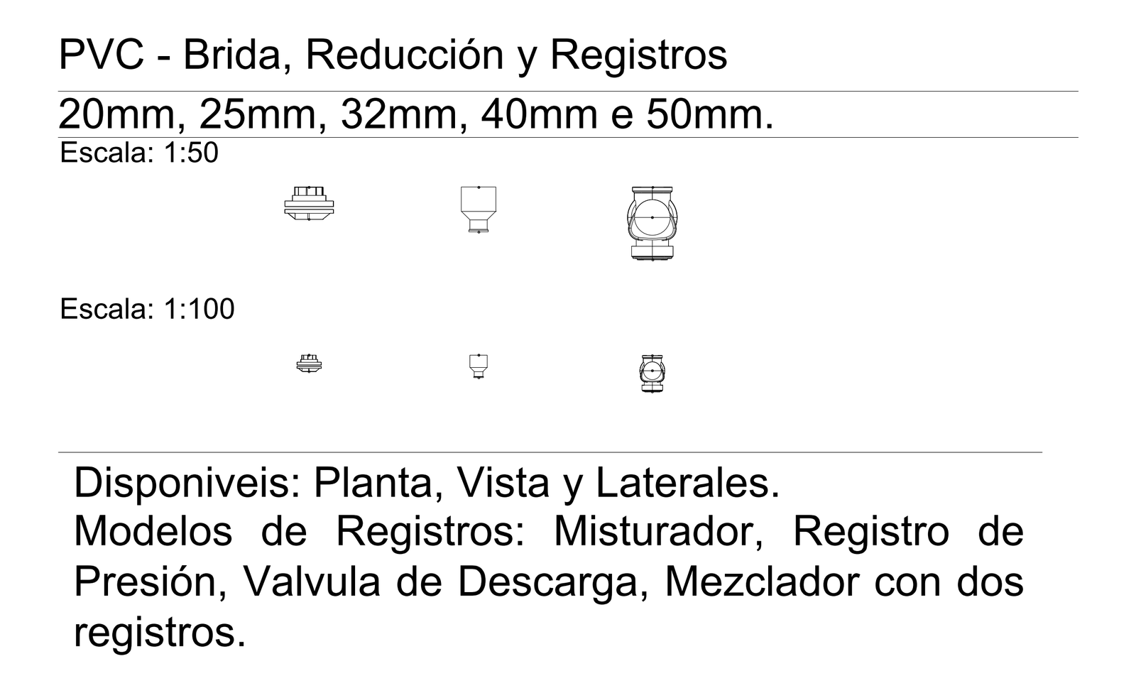 PVC Brida Reduccion y Registros – free CAD block preview
