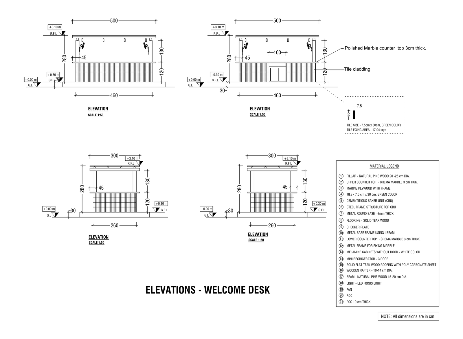 Welcome Desk Elevations – free CAD block preview