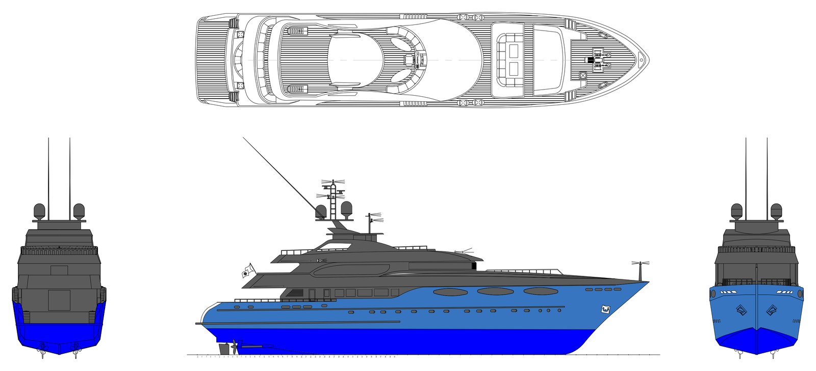 40m Motor Yacht – free CAD block preview