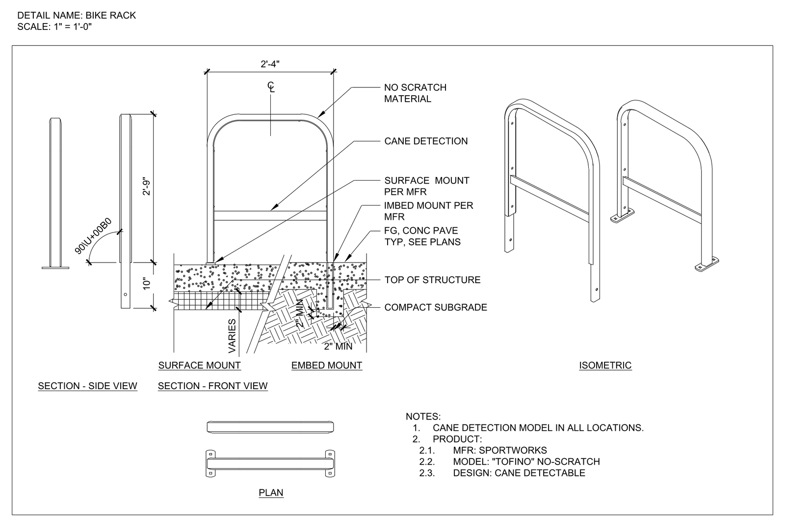Bike Rack Details – free CAD block preview