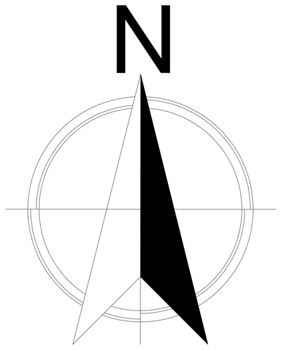 Black and White North Point Arrow CAD block preview
