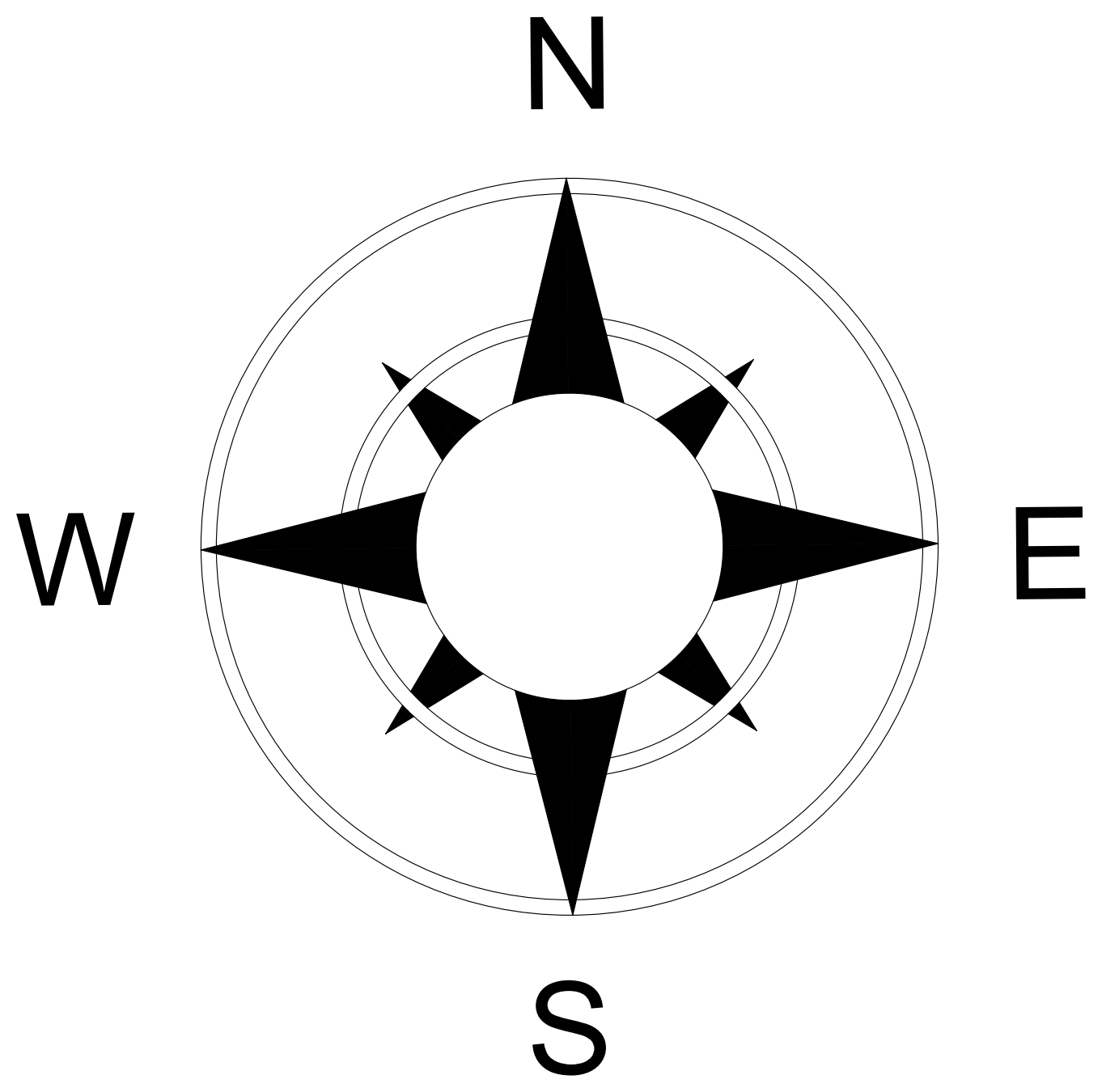 Eight Point Compass Rose North Point – free CAD block preview