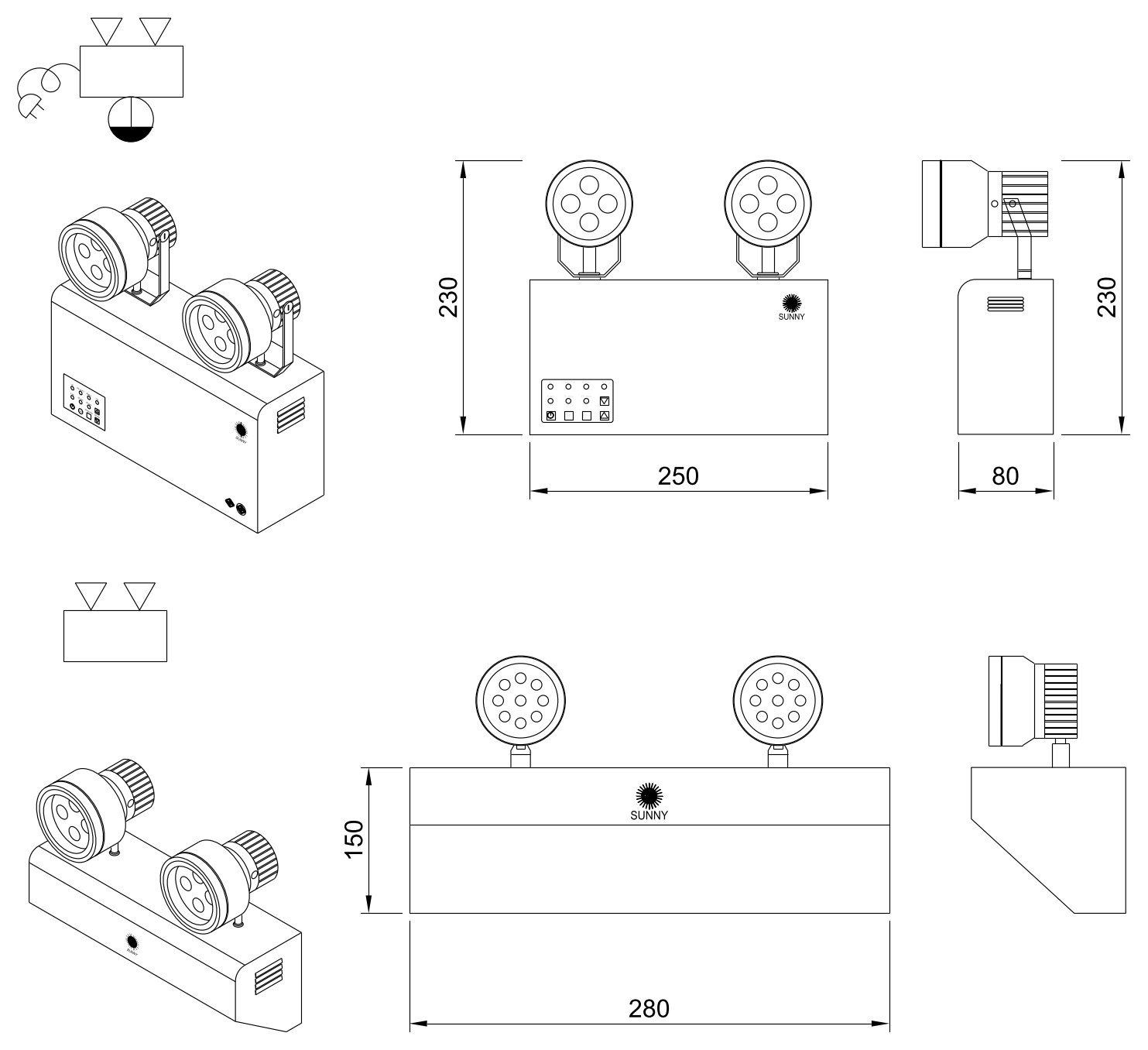 Fire Protection Emergency Light System – free CAD block preview