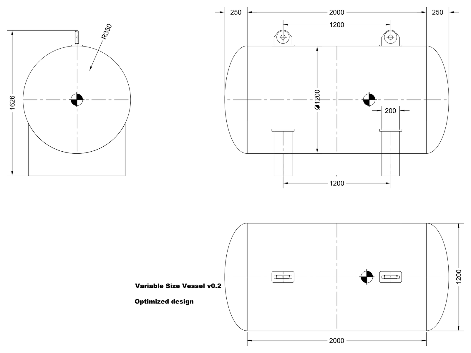 Horizontal Steel Pressure Vessel – free CAD block preview
