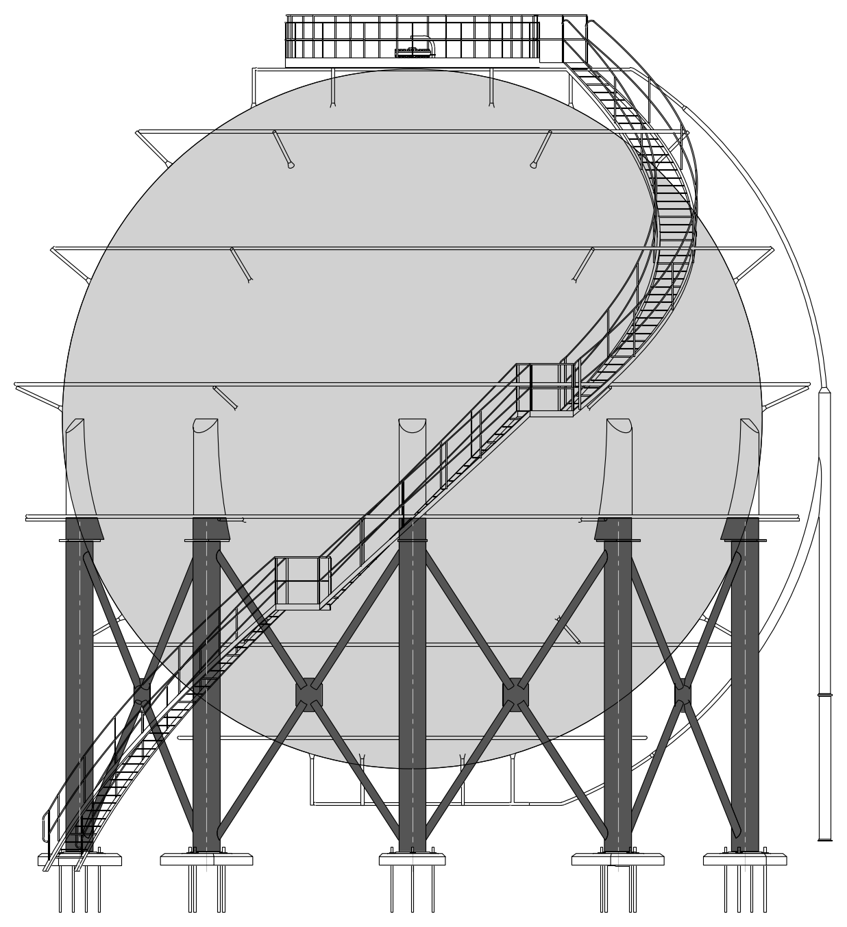 LNG Spherical Storage Tank – free CAD block preview