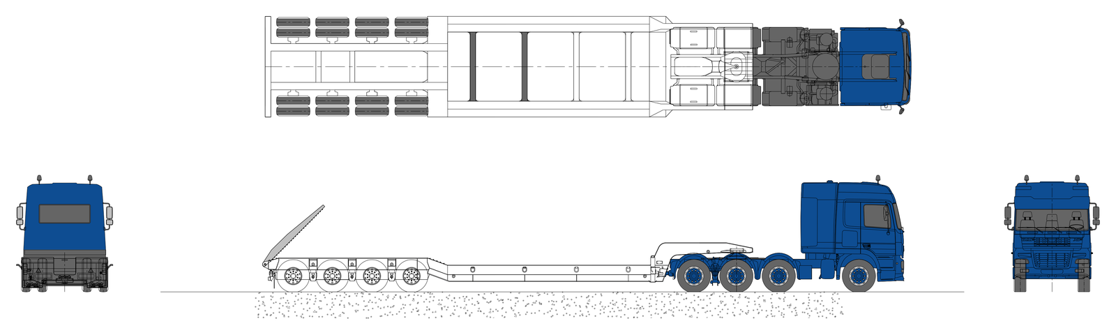 Low Loader Truck and Trailer – free CAD block preview