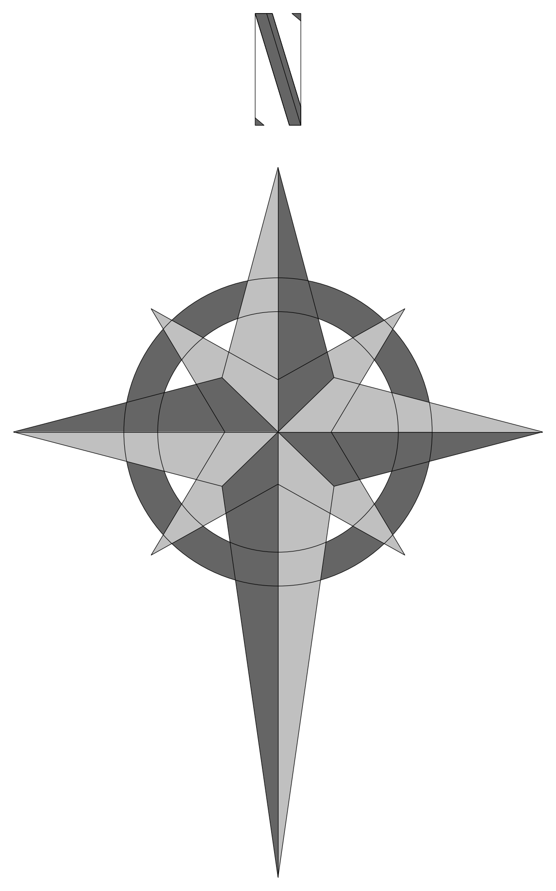 North Arrow Compass Rose – free CAD block preview
