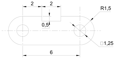 Obround Link Plate - Dimensioned Detail CAD block preview