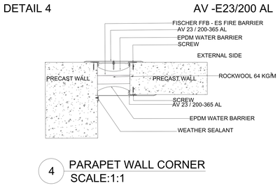 Parapet Wall Corner Detail CAD block preview