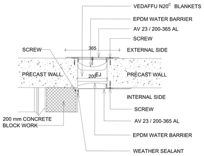 Precast Wall to Wall Expansion Joint with Blockwork Detail CAD block preview