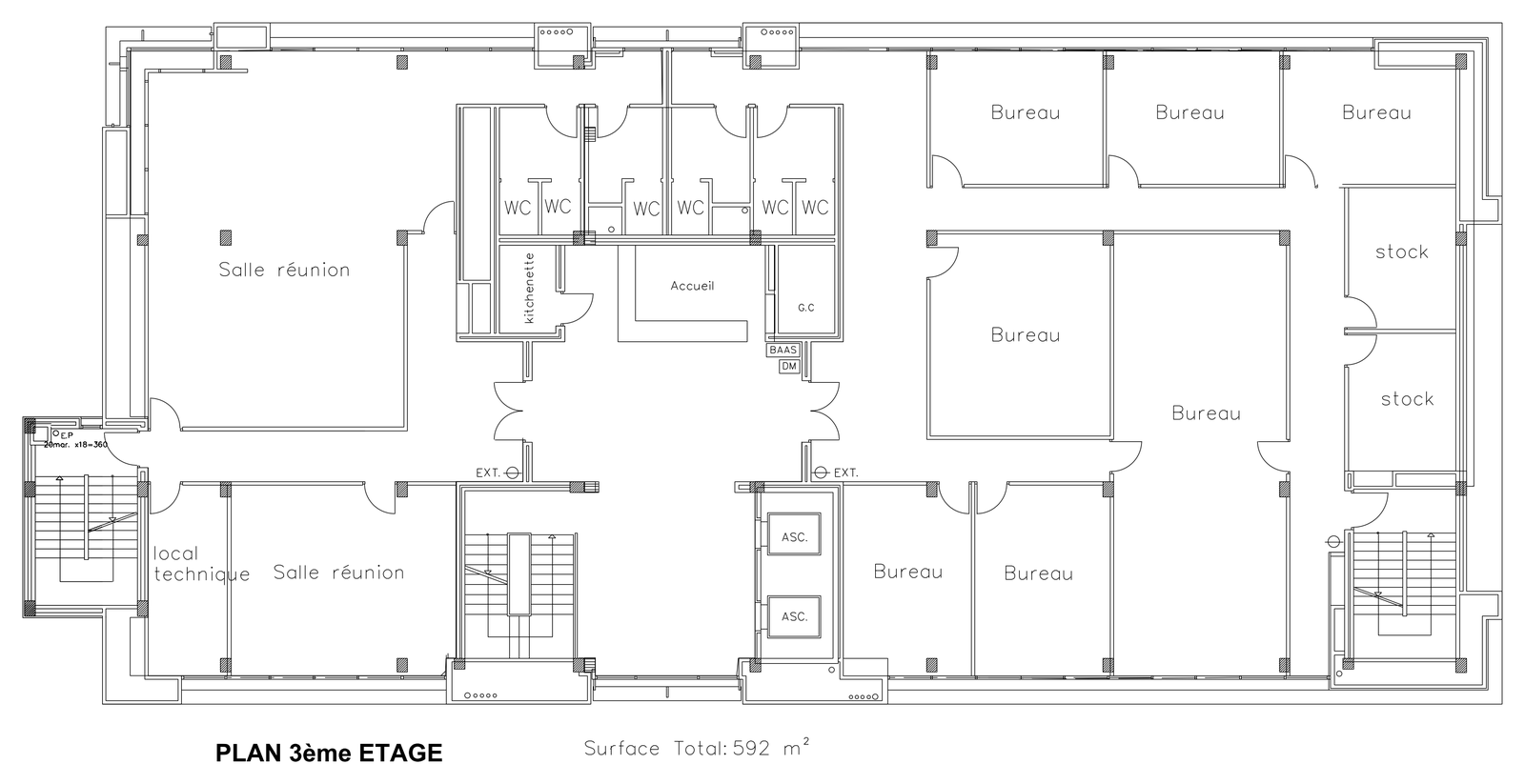 Proposed Third Floor Office Plan – free CAD block preview