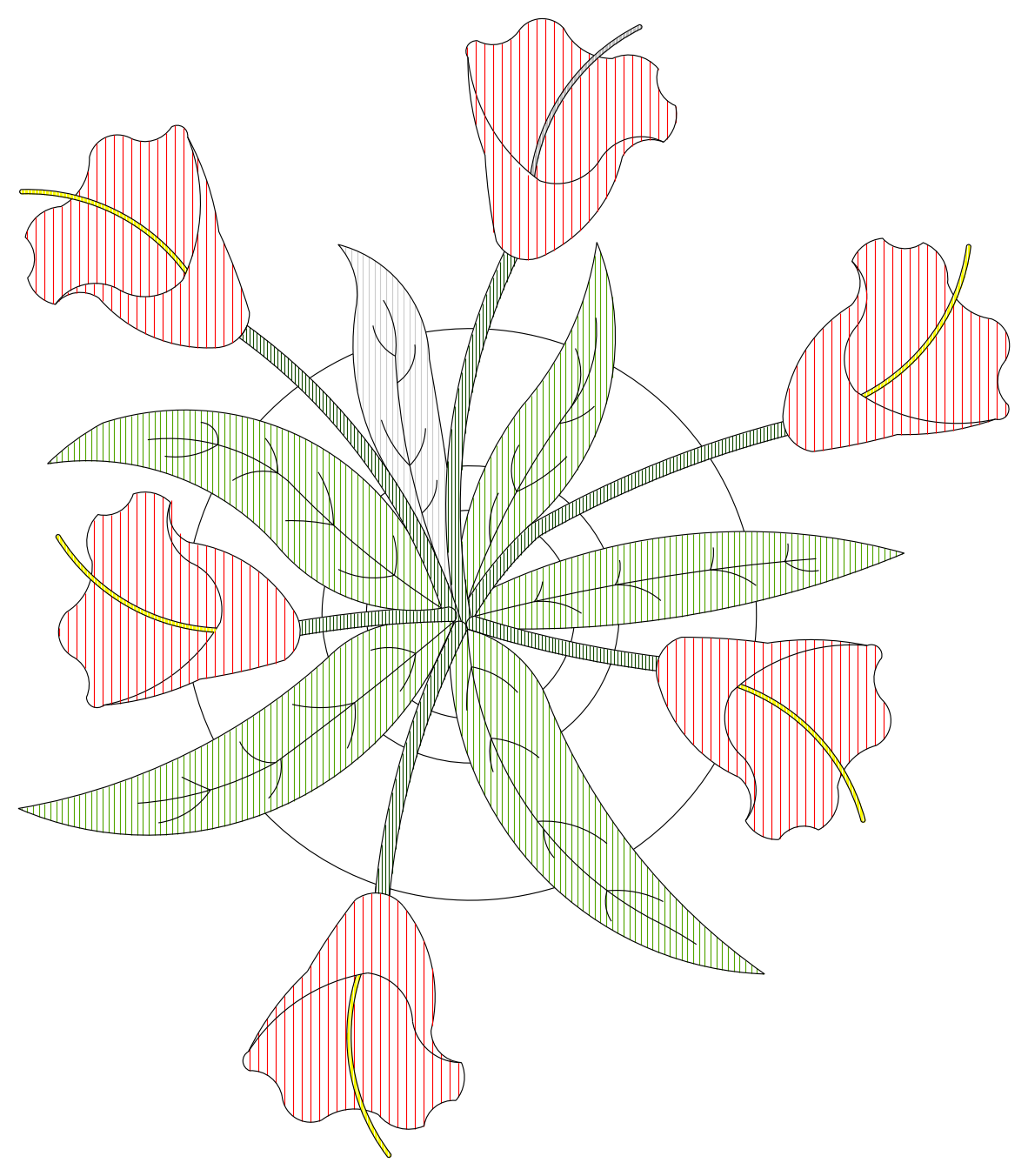 Red Calla Lilies - Plan View – free CAD block preview